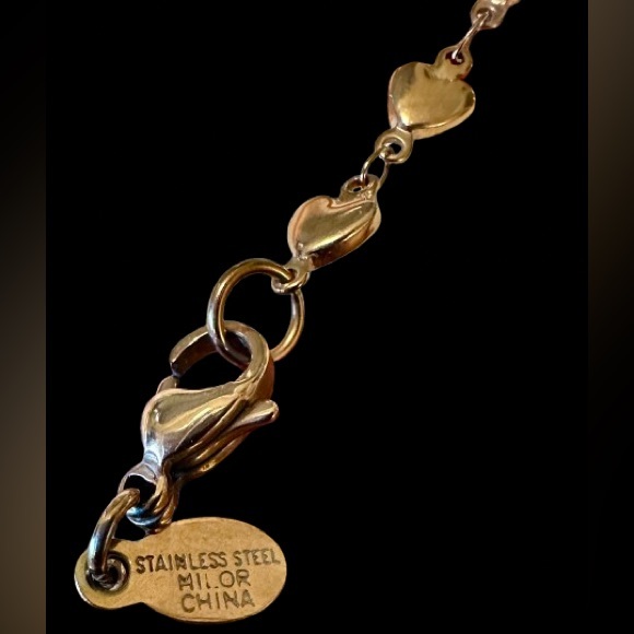✨ Milor Rose Gold-Tone Heart Link Necklace – Stainless Steel ✨ - Picture 3 of 6